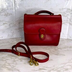 Vtg coach Willis 90s Rare Red Leather Crossbody Satchel Bag style 9927 purse